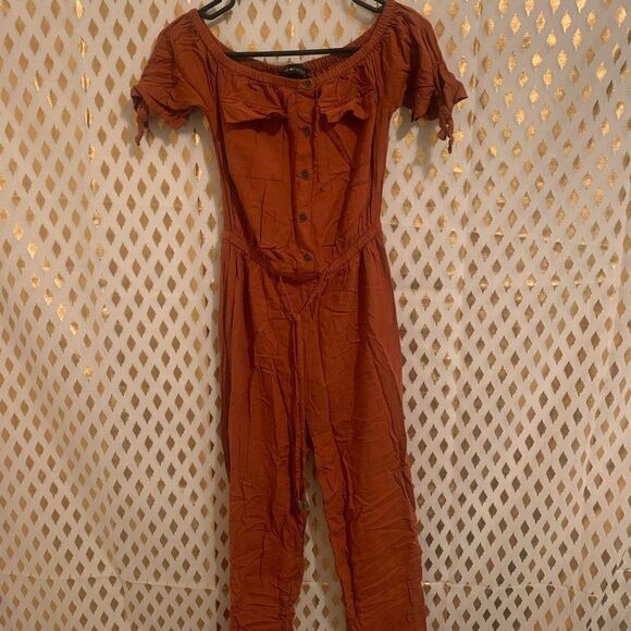 Derek heart burnt orange jumpsuit romper rust size S - Picture 1 of 5